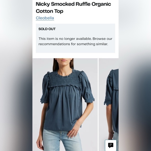 Cleobella Nicky Smocked Ruffle Organic
Cotton Top $168 Size S - Picture 5 of 6